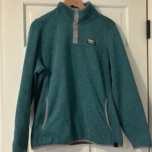 LL Bean 1/4 zip green poly pull over sweater